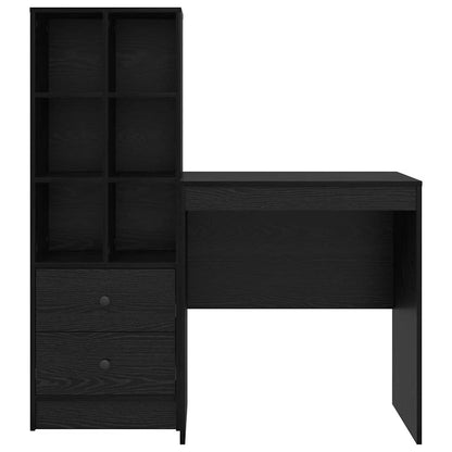 Bureau met lade 2 pcs Zwart Eiken