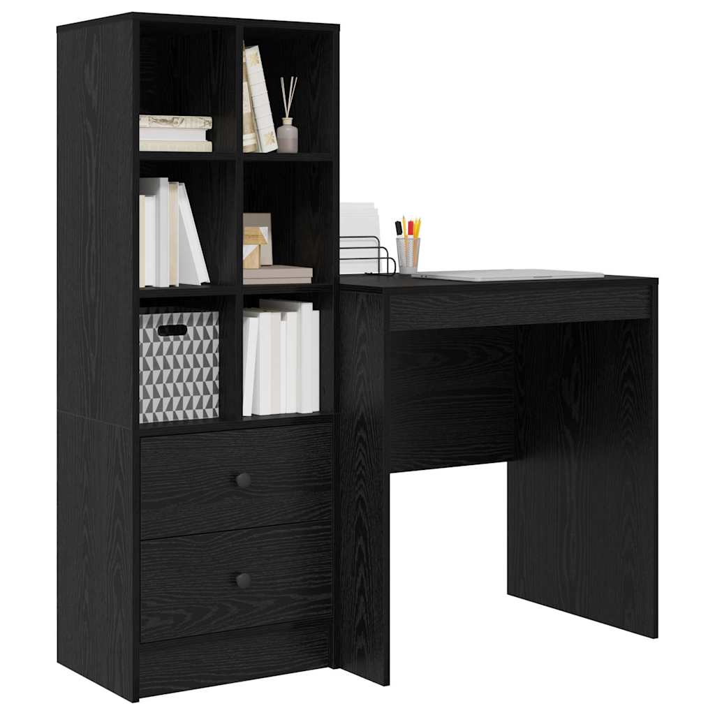 Bureau met lade 2 pcs Zwart Eiken
