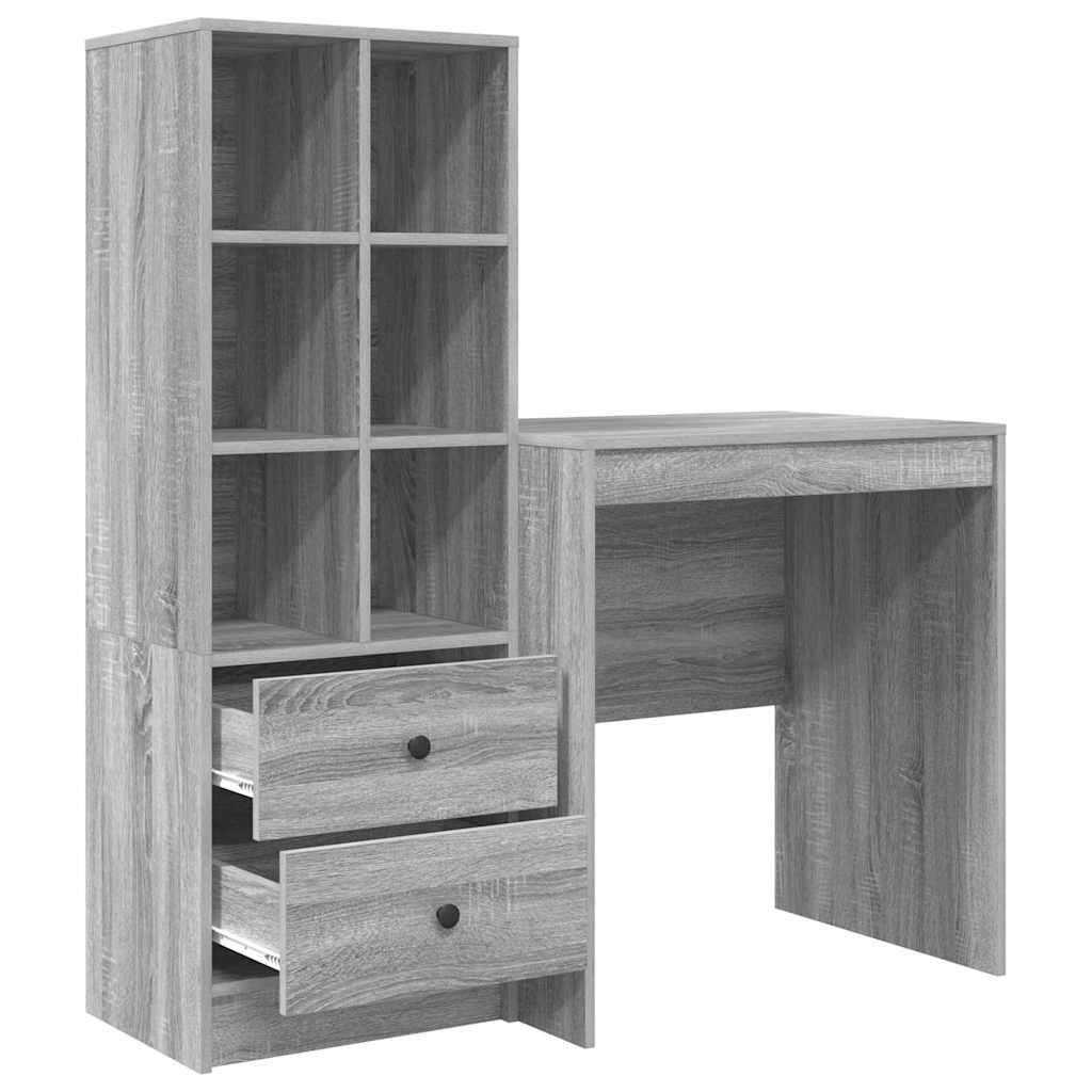 Bureau met lade 2 pcs Grijs Sonoma