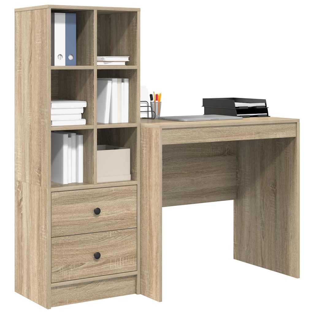 Bureau met lade 2 pcs Sonoma Eiken