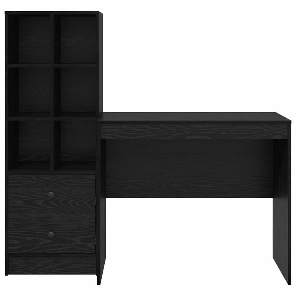 Bureau met lade 2 pcs Zwart Eiken