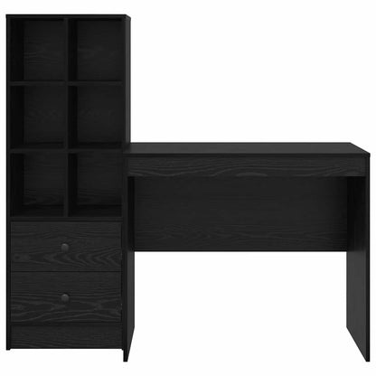 Bureau met lade 2 pcs Zwart Eiken