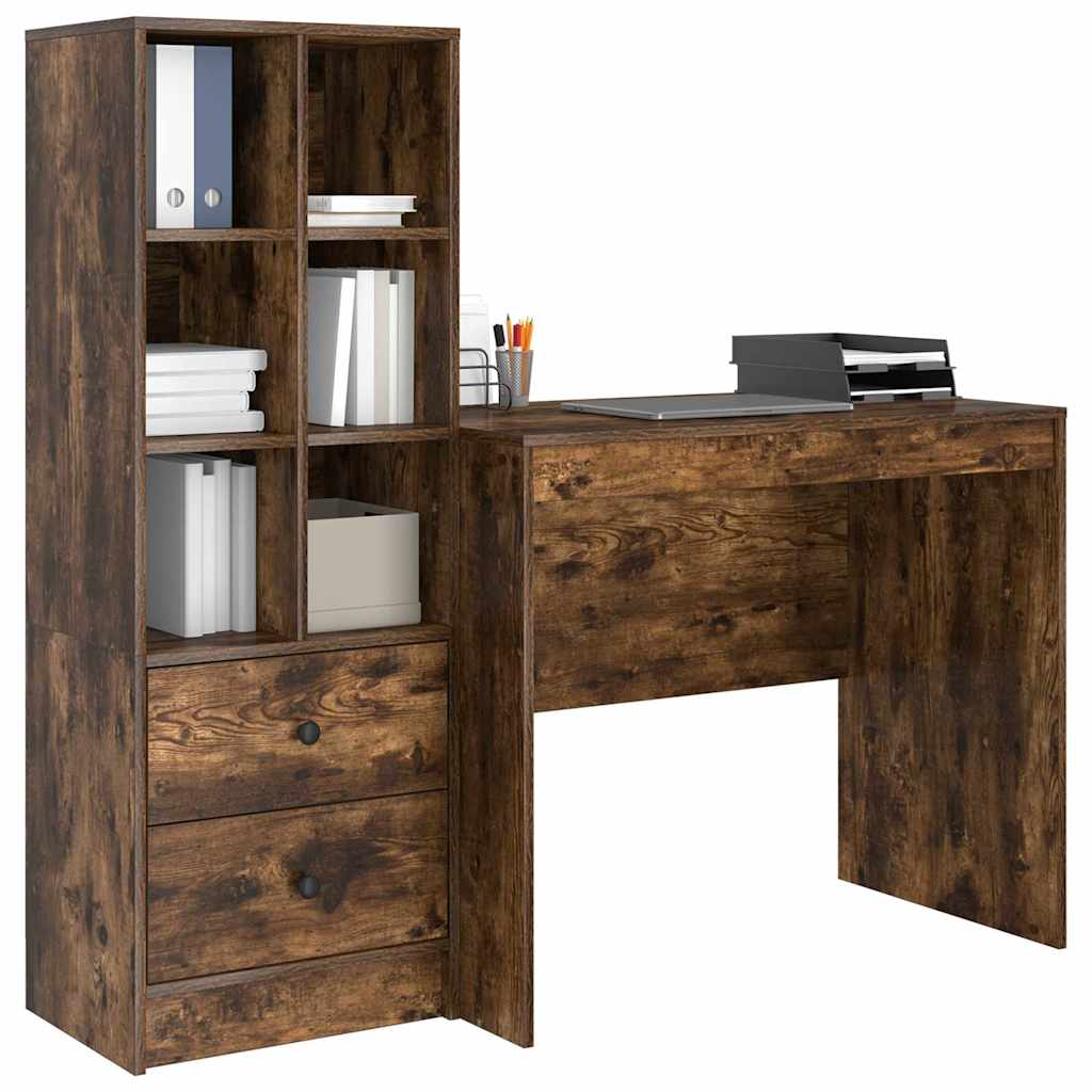 Bureau met lade 2 pcs Gerookt eiken