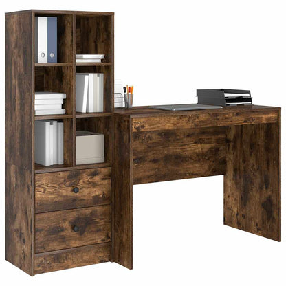 Bureau met lade 2 pcs Gerookt eiken
