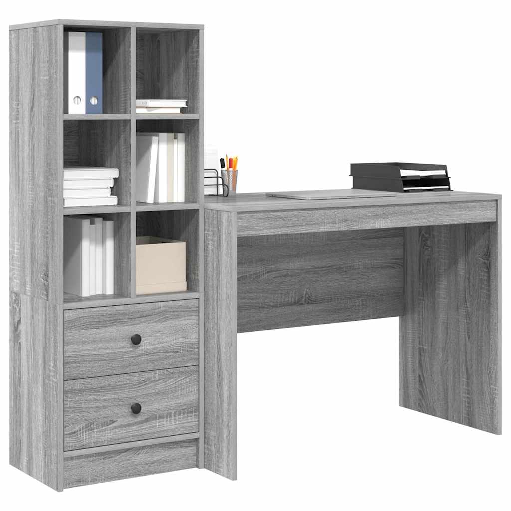 Bureau met lade 2 pcs Grijs Sonoma