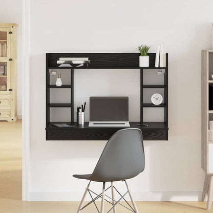 Aan de muur bevestigd bureau Zwart eiken 105 x 48 x 75 cm