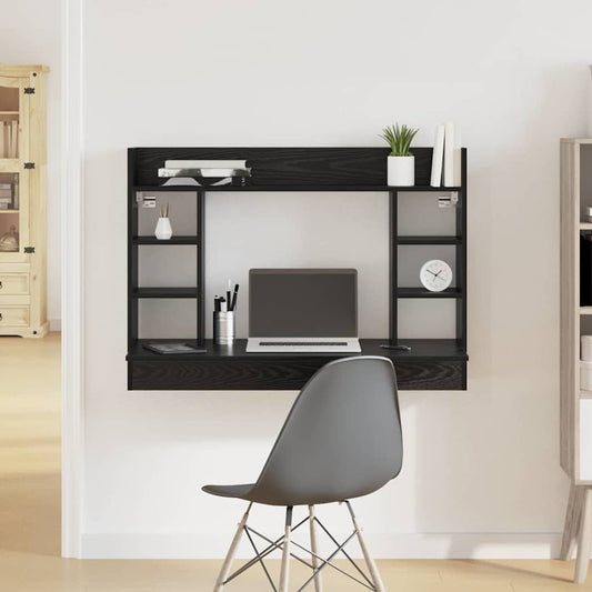Aan de muur bevestigd bureau Zwart eiken 105 x 48 x 75 cm