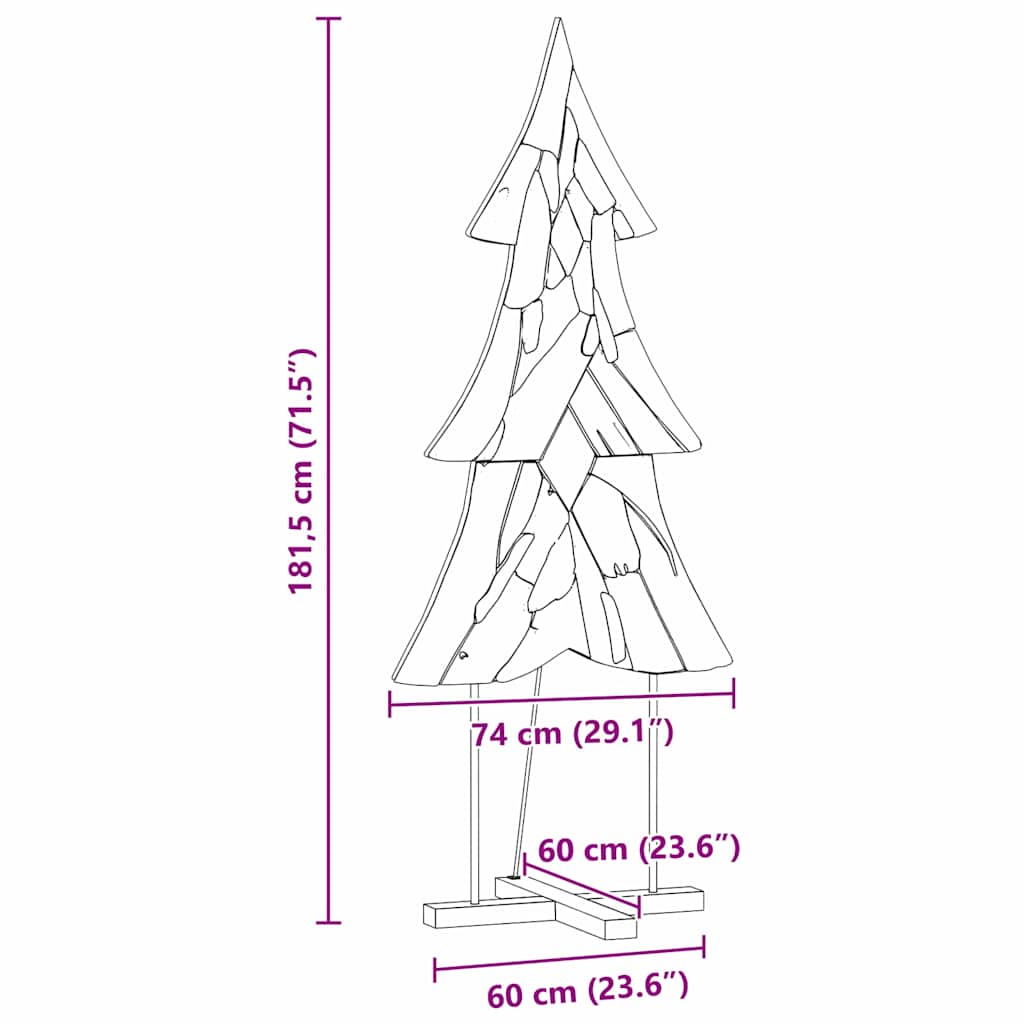 Kerstboom met standaard Bruin 180 cm Massief teakhout