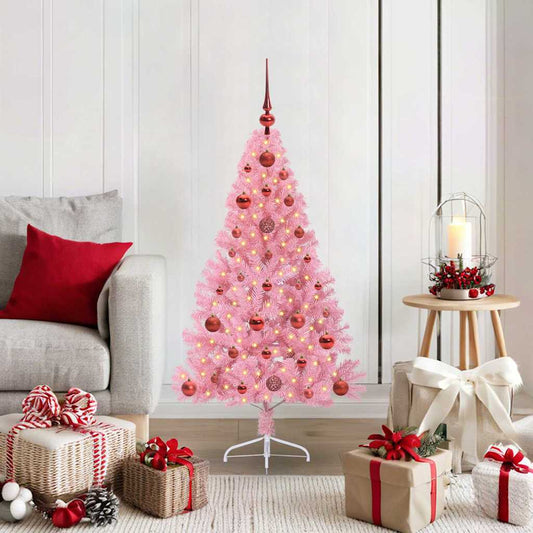 Kunstmatig Voorverlicht Kerstboom met 150 LED Roze 120 cm PVC