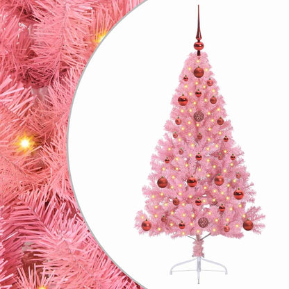 Kunstmatig Voorverlicht Kerstboom met 150 LED Roze 120 cm PVC