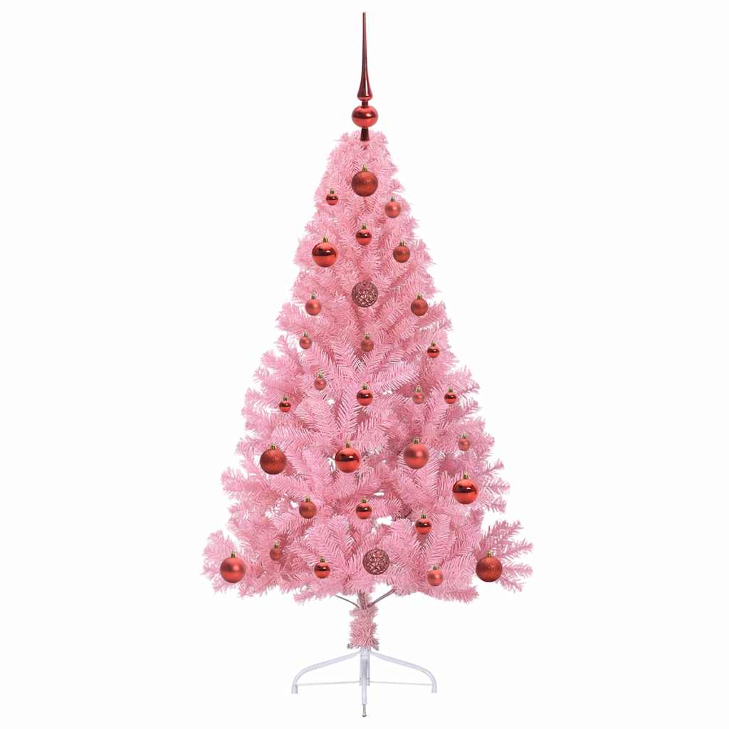 Kunstmatig Voorverlicht Kerstboom met 150 LED Roze 120 cm PVC