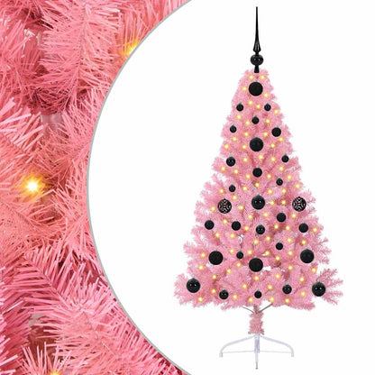 Kunstmatig Voorverlicht Kerstboom met 150 LED Roze 120 cm PVC