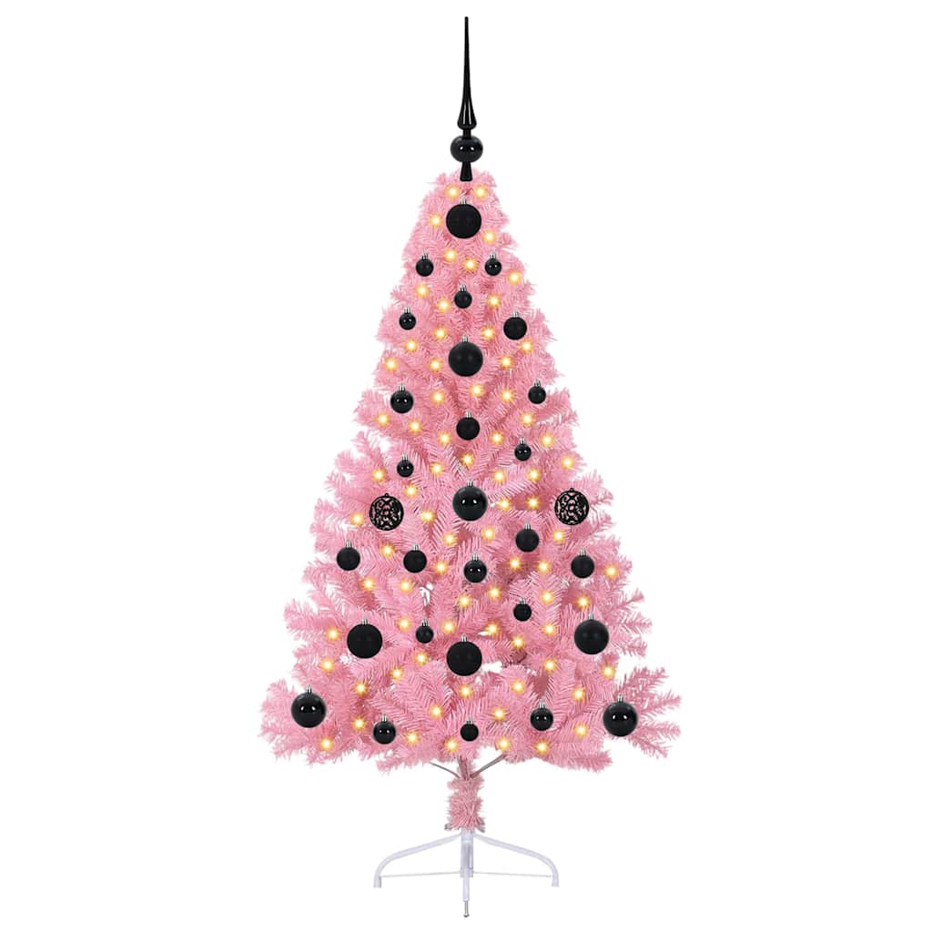 Kunstmatig Voorverlicht Kerstboom met 150 LED Roze 120 cm PVC