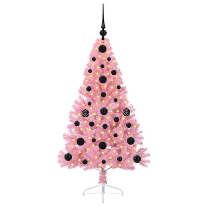 Kunstmatig Voorverlicht Kerstboom met 150 LED Roze 120 cm PVC