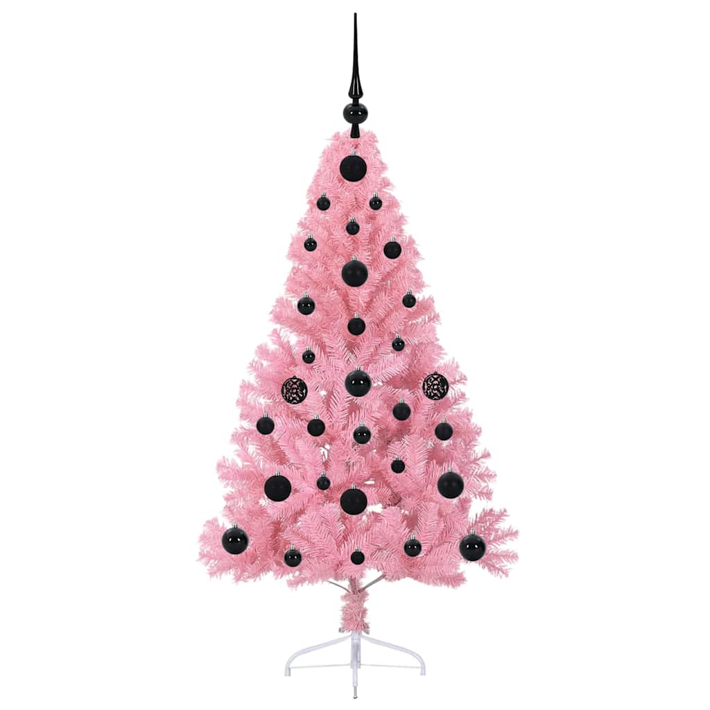 Kunstmatig Voorverlicht Kerstboom met 150 LED Roze 120 cm PVC