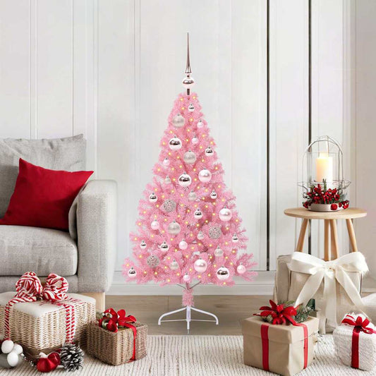 Kunstmatig Voorverlicht Kerstboom met 150 LED Roze 120 cm PVC