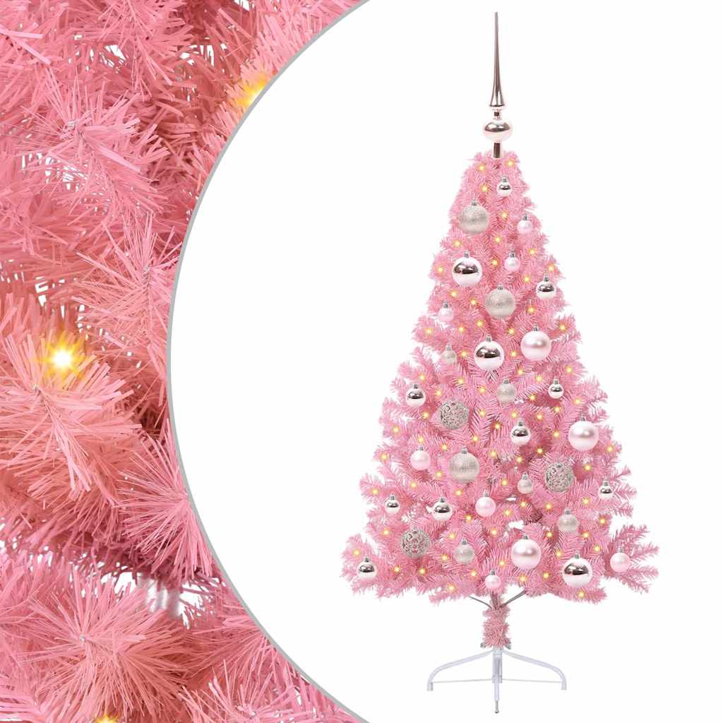 Kunstmatig Voorverlicht Kerstboom met 150 LED Roze 120 cm PVC