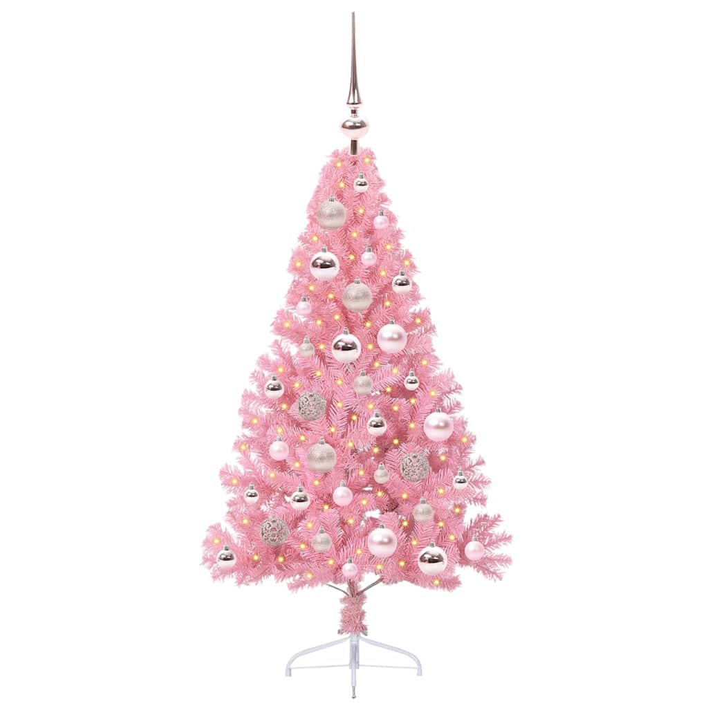 Kunstmatig Voorverlicht Kerstboom met 150 LED Roze 120 cm PVC