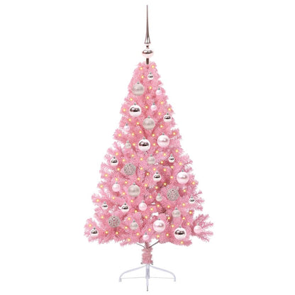 Kunstmatig Voorverlicht Kerstboom met 150 LED Roze 120 cm PVC