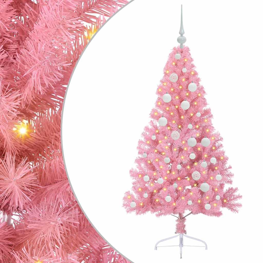 Kunstmatig Voorverlicht Kerstboom met 150 LED Roze 120 cm PVC