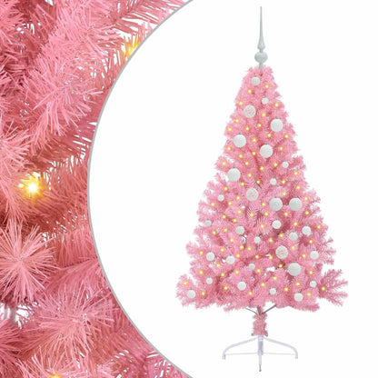 Kunstmatig Voorverlicht Kerstboom met 150 LED Roze 120 cm PVC