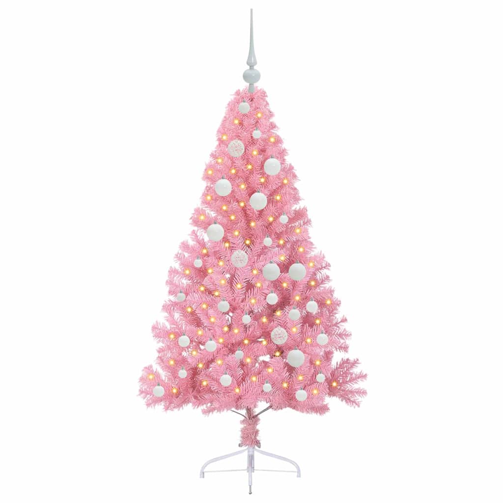 Kunstmatig Voorverlicht Kerstboom met 150 LED Roze 120 cm PVC