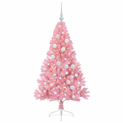 Kunstmatig Voorverlicht Kerstboom met 150 LED Roze 120 cm PVC