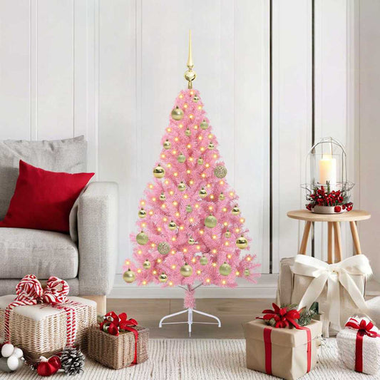 Kunstmatig Voorverlicht Kerstboom met 150 LED Roze 120 cm PVC