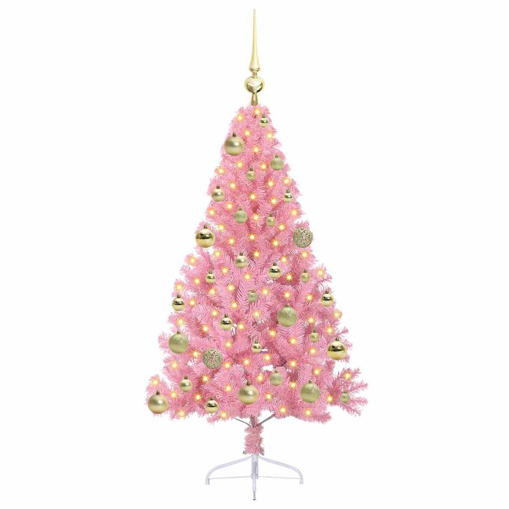 Kunstmatig Voorverlicht Kerstboom met 150 LED Roze 120 cm PVC