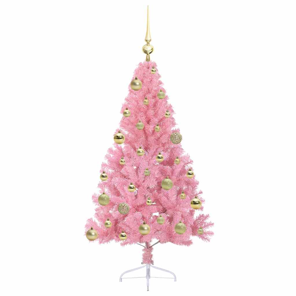 Kunstmatig Voorverlicht Kerstboom met 150 LED Roze 120 cm PVC