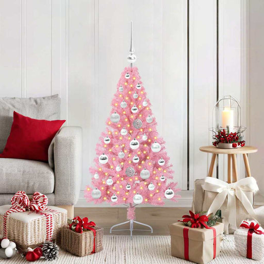 Kunstmatig Voorverlicht Kerstboom met 150 LED Roze 120 cm PVC