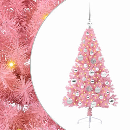Kunstmatig Voorverlicht Kerstboom met 150 LED Roze 120 cm PVC