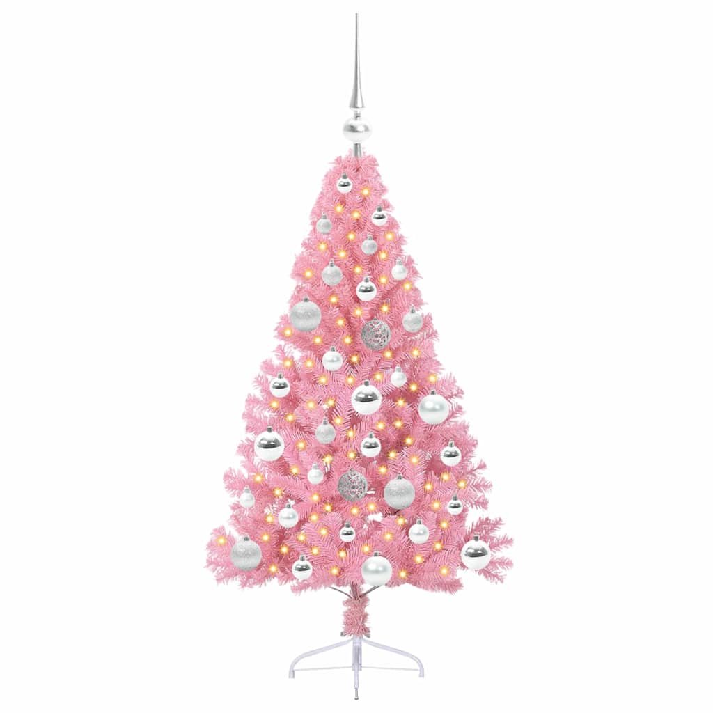 Kunstmatig Voorverlicht Kerstboom met 150 LED Roze 120 cm PVC