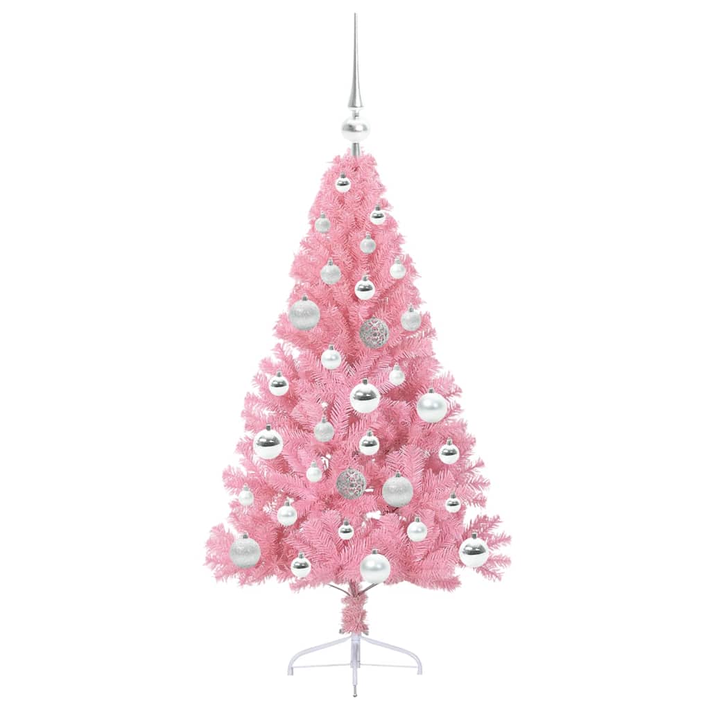 Kunstmatig Voorverlicht Kerstboom met 150 LED Roze 120 cm PVC