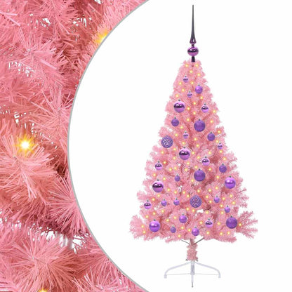 Kunstmatig Voorverlicht Kerstboom met 150 LED Roze 120 cm PVC