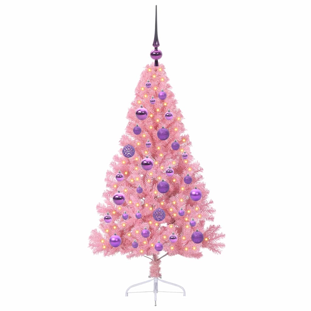 Kunstmatig Voorverlicht Kerstboom met 150 LED Roze 120 cm PVC