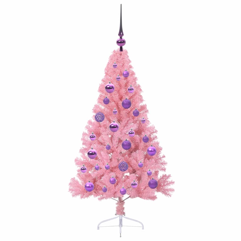 Kunstmatig Voorverlicht Kerstboom met 150 LED Roze 120 cm PVC