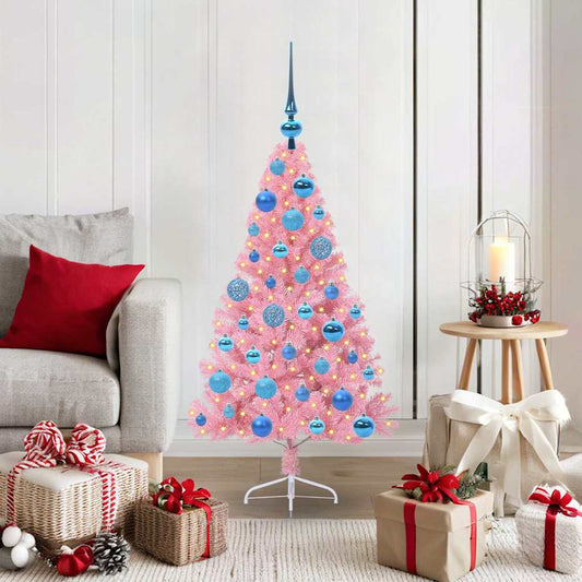 Kunstmatig Voorverlicht Kerstboom met 150 LED Roze 120 cm PVC