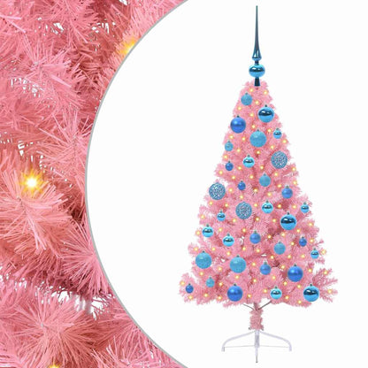Kunstmatig Voorverlicht Kerstboom met 150 LED Roze 120 cm PVC
