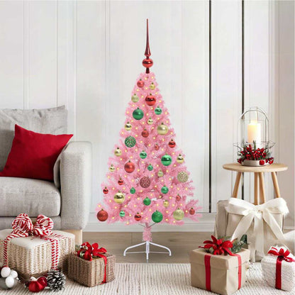 Kunstmatig Voorverlicht Kerstboom met 150 LED Roze 120 cm PVC