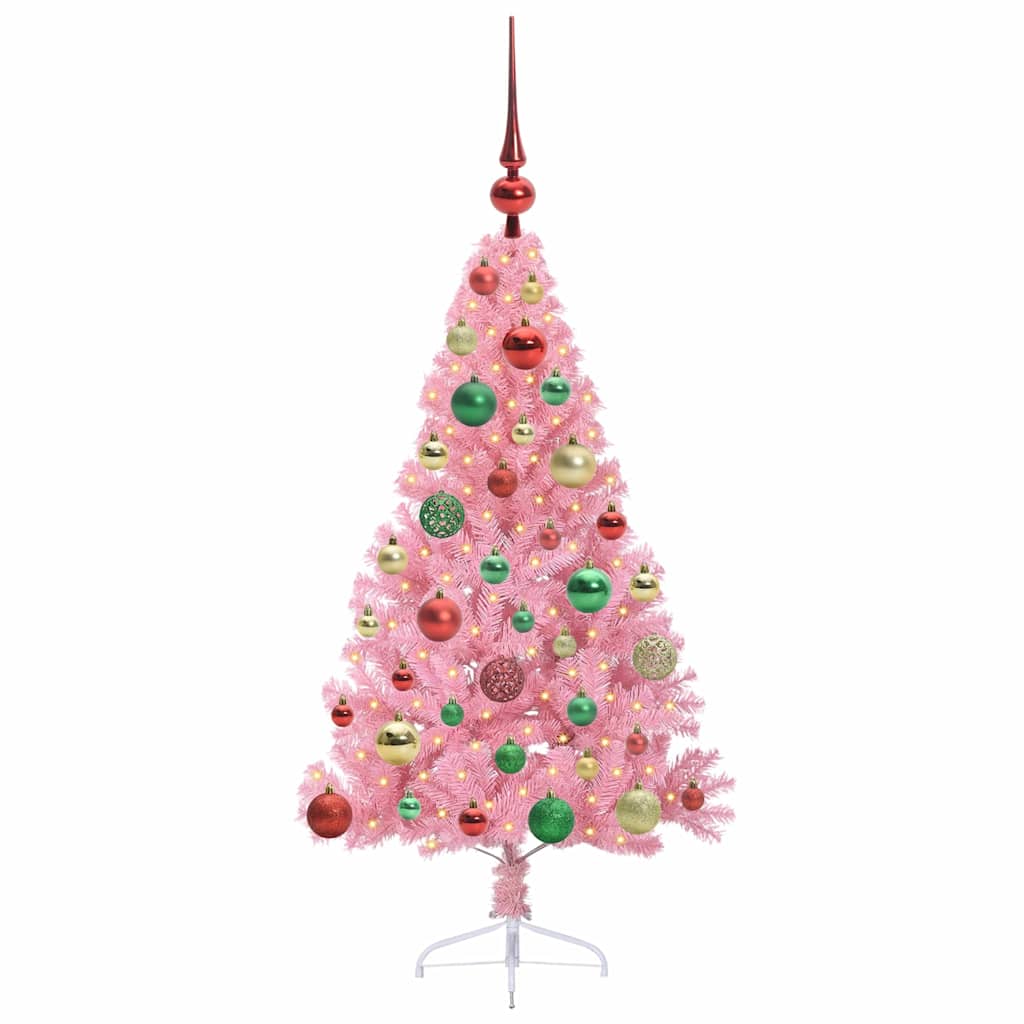 Kunstmatig Voorverlicht Kerstboom met 150 LED Roze 120 cm PVC