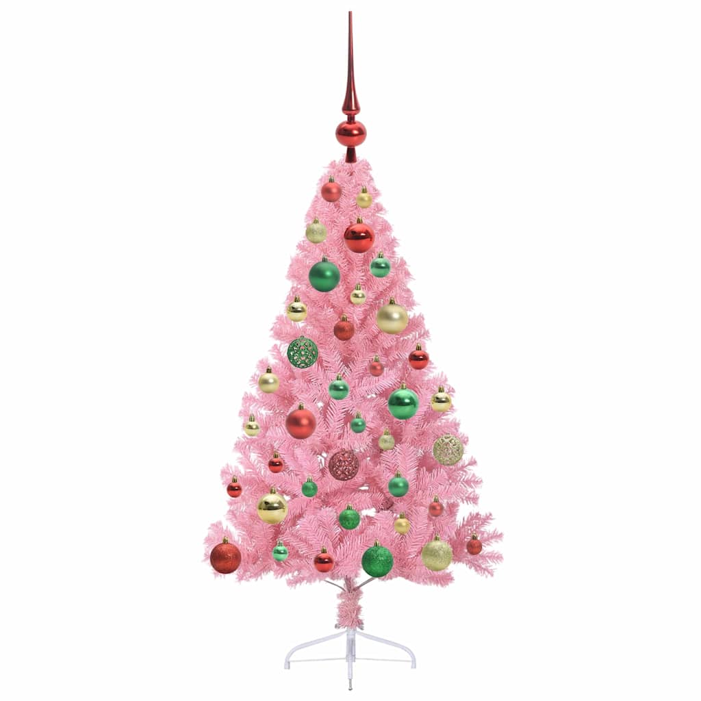Kunstmatig Voorverlicht Kerstboom met 150 LED Roze 120 cm PVC