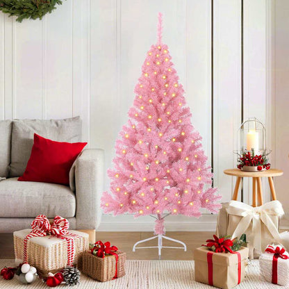 Kunstmatig Voorverlicht Kerstboom met 150 LED Roze 150 cm PVC