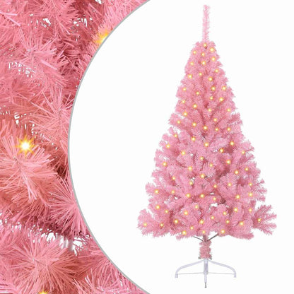 Kunstmatig Voorverlicht Kerstboom met 150 LED Roze 150 cm PVC