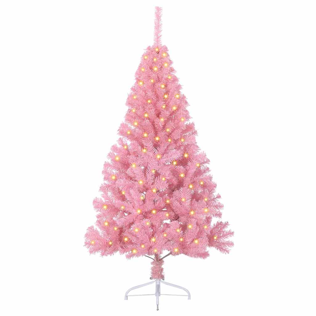Kunstmatig Voorverlicht Kerstboom met 150 LED Roze 150 cm PVC