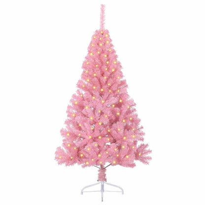 Kunstmatig Voorverlicht Kerstboom met 150 LED Roze 150 cm PVC