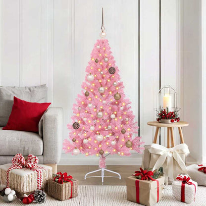 Kunstmatig Voorverlicht Kerstboom met 150 LED Roze 150 cm PVC