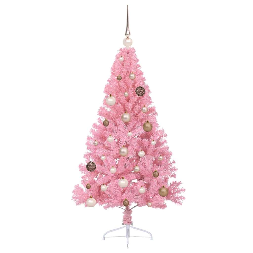 Kunstmatig Voorverlicht Kerstboom met 150 LED Roze 150 cm PVC