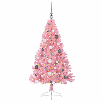Kunstmatig Voorverlicht Kerstboom met 150 LED Roze 150 cm PVC