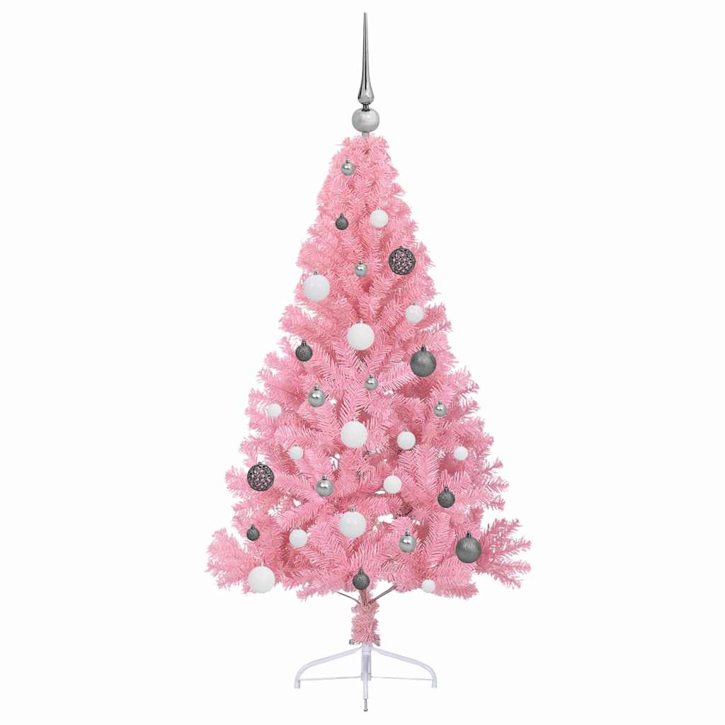 Kunstmatig Voorverlicht Kerstboom met 150 LED Roze 150 cm PVC